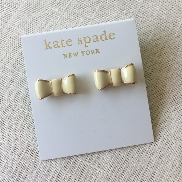kate spade Jewelry - 🎉1 DAY SALE Kate Spade Bow White & Gold Earrings